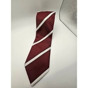 Verse 9 Silk Designs by Maurizio Mens Burgundy Red White Striped Necktie Tie